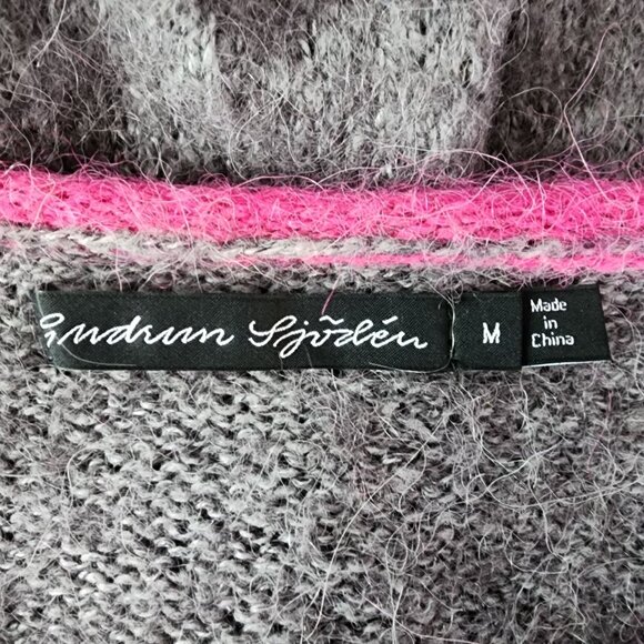 Gudrun Sjoden Womens Medium Sweater Alpaca Blend  Tunic Color Block Gray Fuchsia - Picture 6 of 9